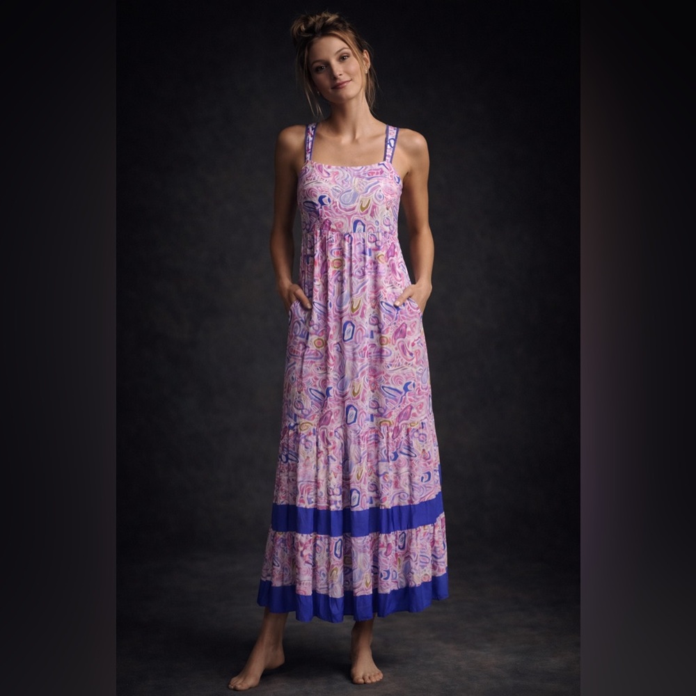 Function & Fringe Edit | Celina Moon Pink Paisley Tiered Maxi Dress